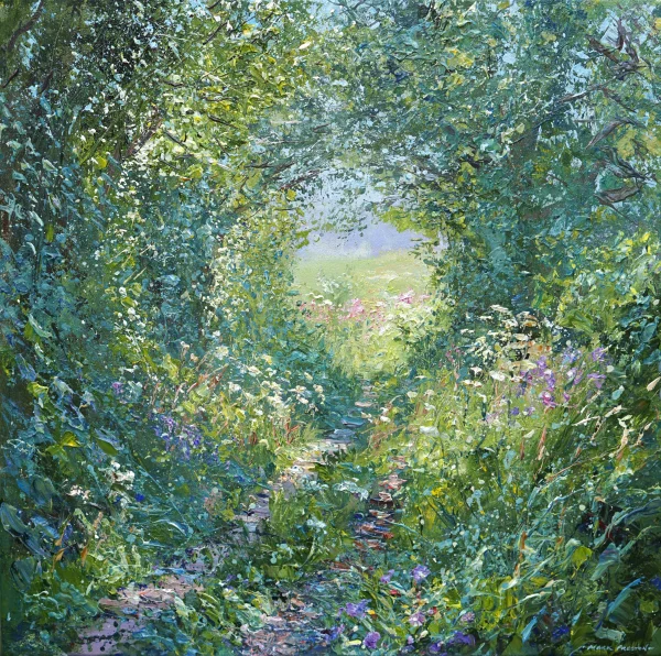 British Artist MARK PRESTON - Summer Flowers, Prathall Lane