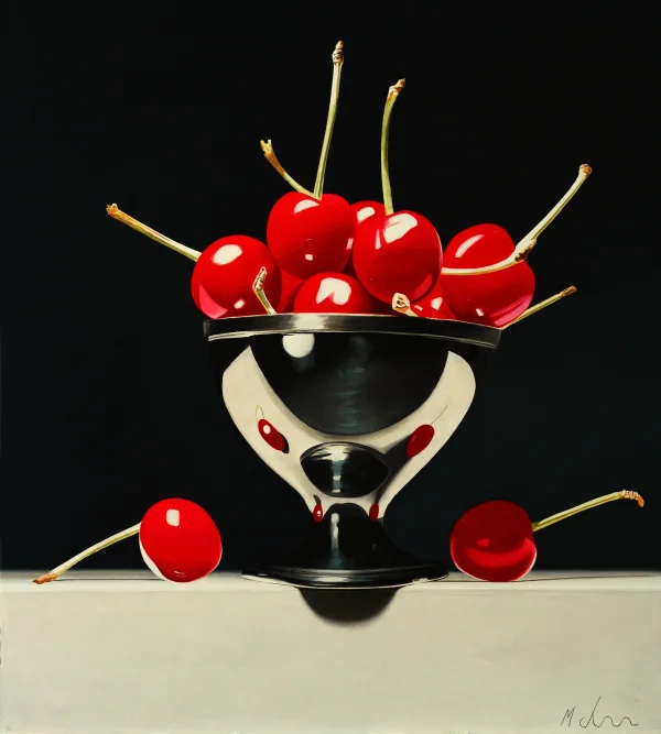 British Artist MICHAEL DE BONO - Cherries in a Silver Chalice