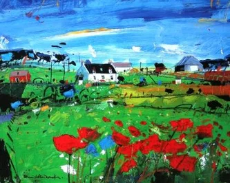 British Print Artist HAMISH MACDONALD - Poppy Field, Skye