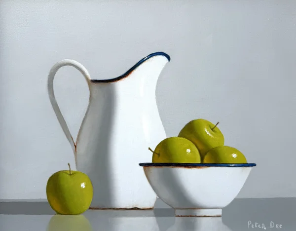 Peter Dee - Irish Artist - vintage enamelware with pearsvintage enamelware with pears