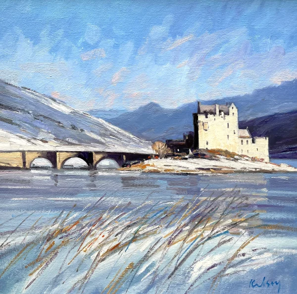 Scottish Artist ROBERT KELSEY - Eilean Donan Castle in Winter 