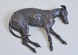 British Sculptor STUART ANDERSON - Sleeping Greyhound (Ear Raised) 3/15
