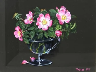 Dog Roses in a Custard Glass