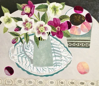British Artist Vanessa Bowman - Hellebores and Peaches