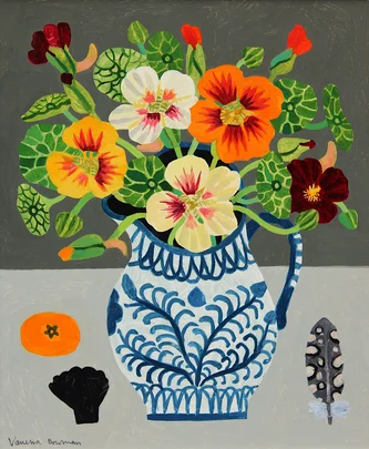 Nasturtiums and Feather