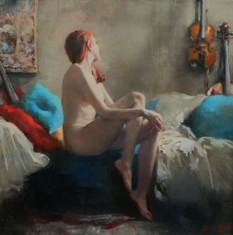 Seated Nude with Stringed Instruments and Tapestry