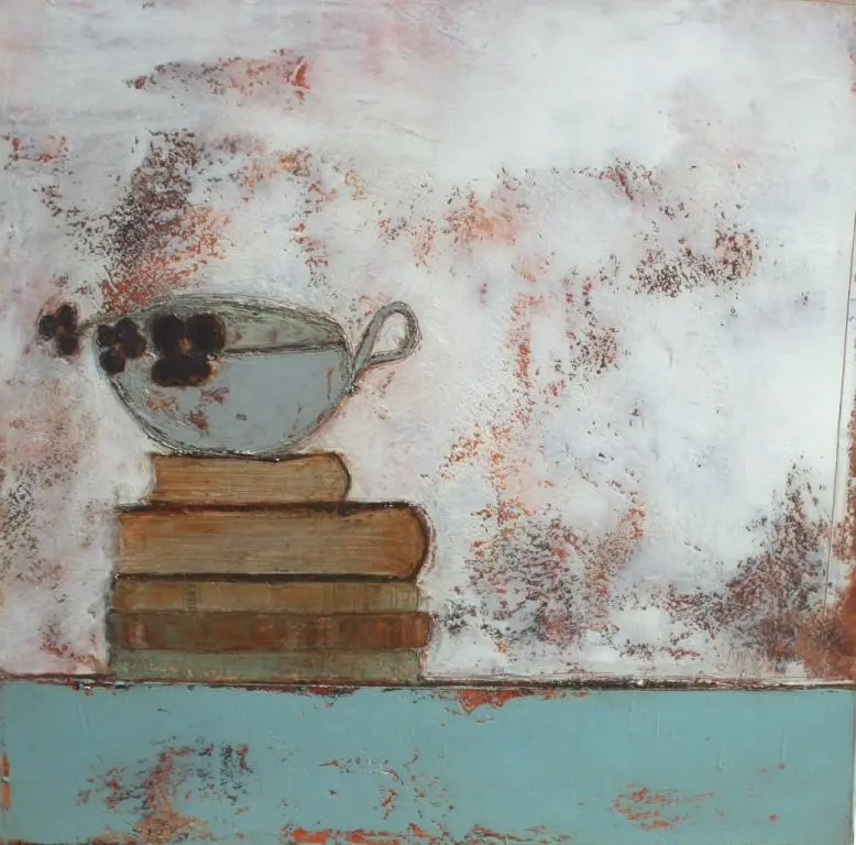 Anji Allen - books,cup and flowers