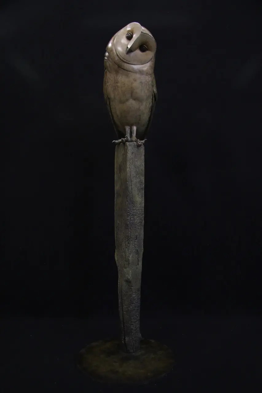 Adam Binder - barn owl on short post (edition 6/12)