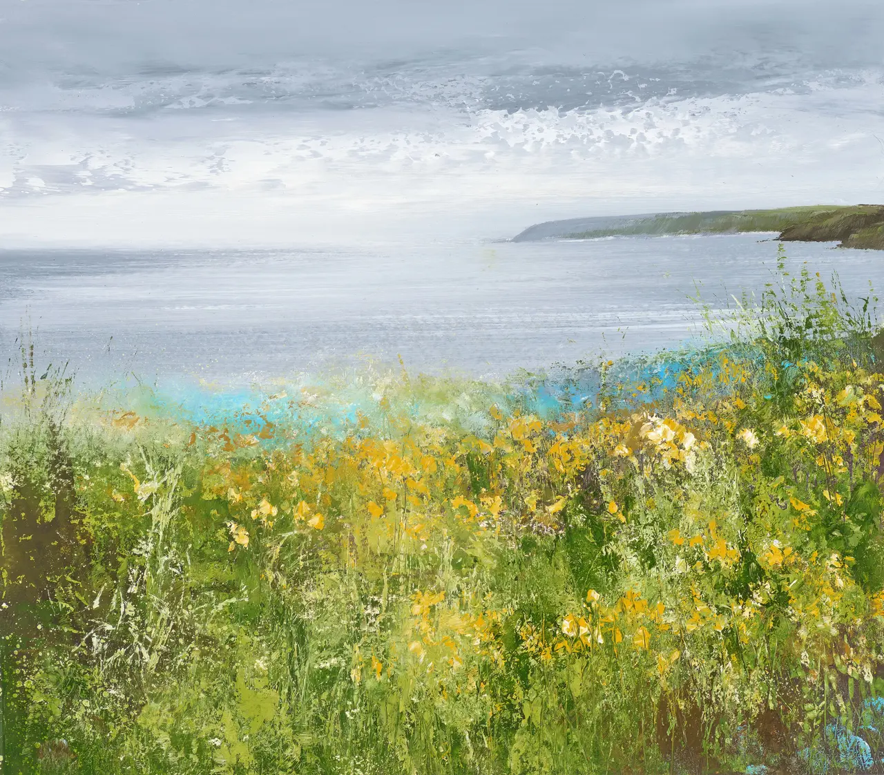 Amanda Hoskin - daffodils watch over the bay, near fowey
