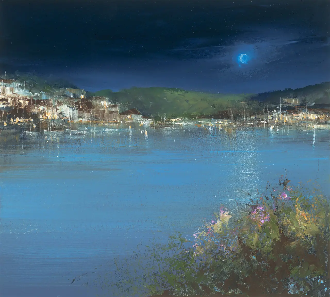 Amanda Hoskin - night-time reflections on the river dart