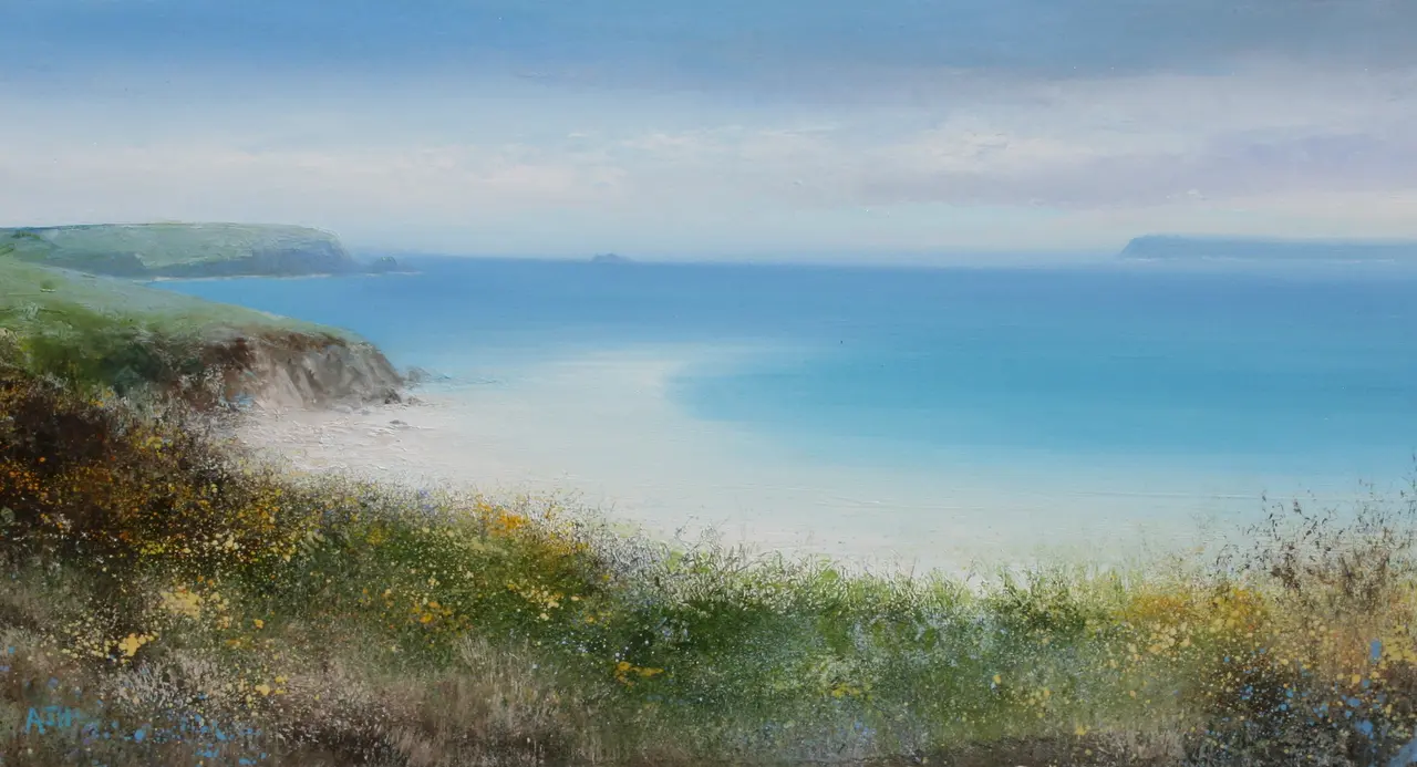 Amanda Hoskin - early spring day at harbour cove, padstow