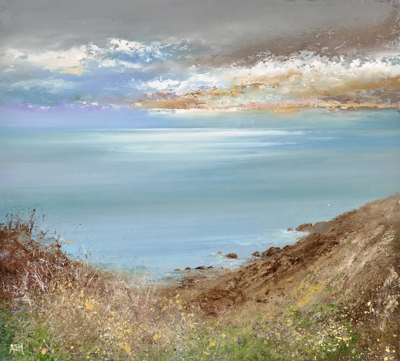 Amanda Hoskin - dramatic evening sky near the lizard