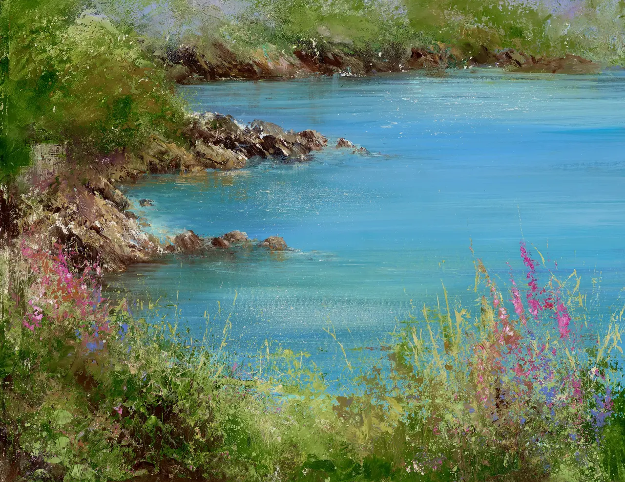 Amanda Hoskin - summer flowers watch over kingswear castle