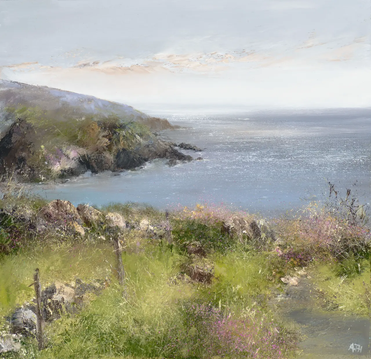 Amanda Hoskin - sea pinks on the coastal path to gwithian 