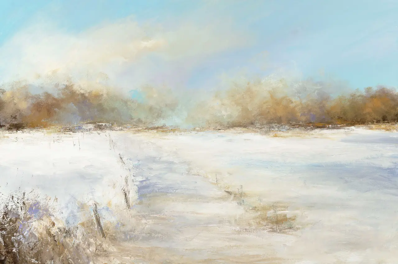 Amanda Hoskin - golden light upon the snow, bodmin moor