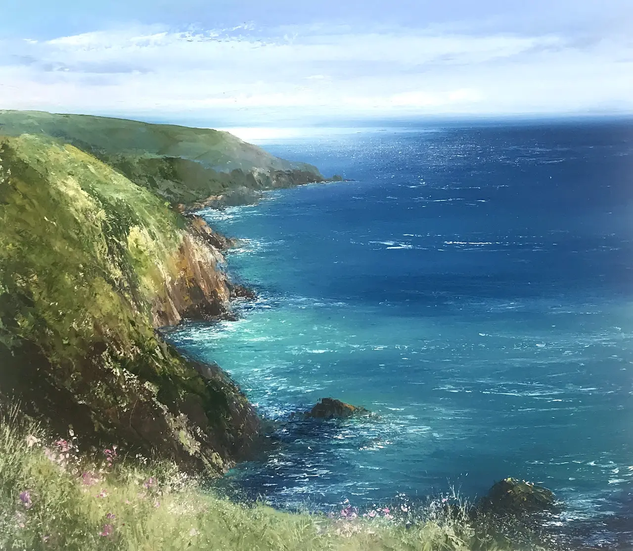 Amanda Hoskin - crystal clear seas, trowan cliff near st ives
