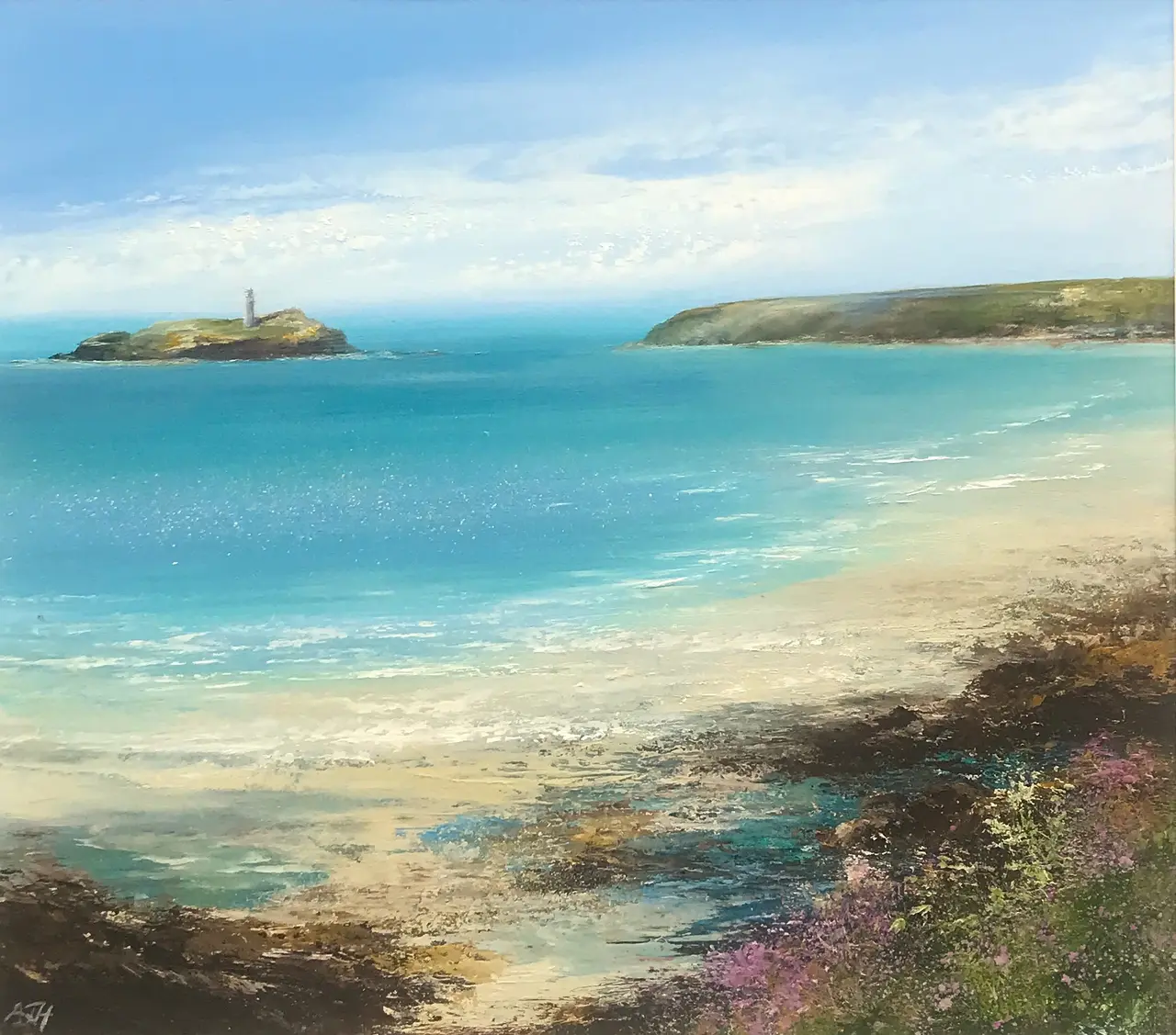 Amanda Hoskin - looking towards godrevy lighthouse, gwithian