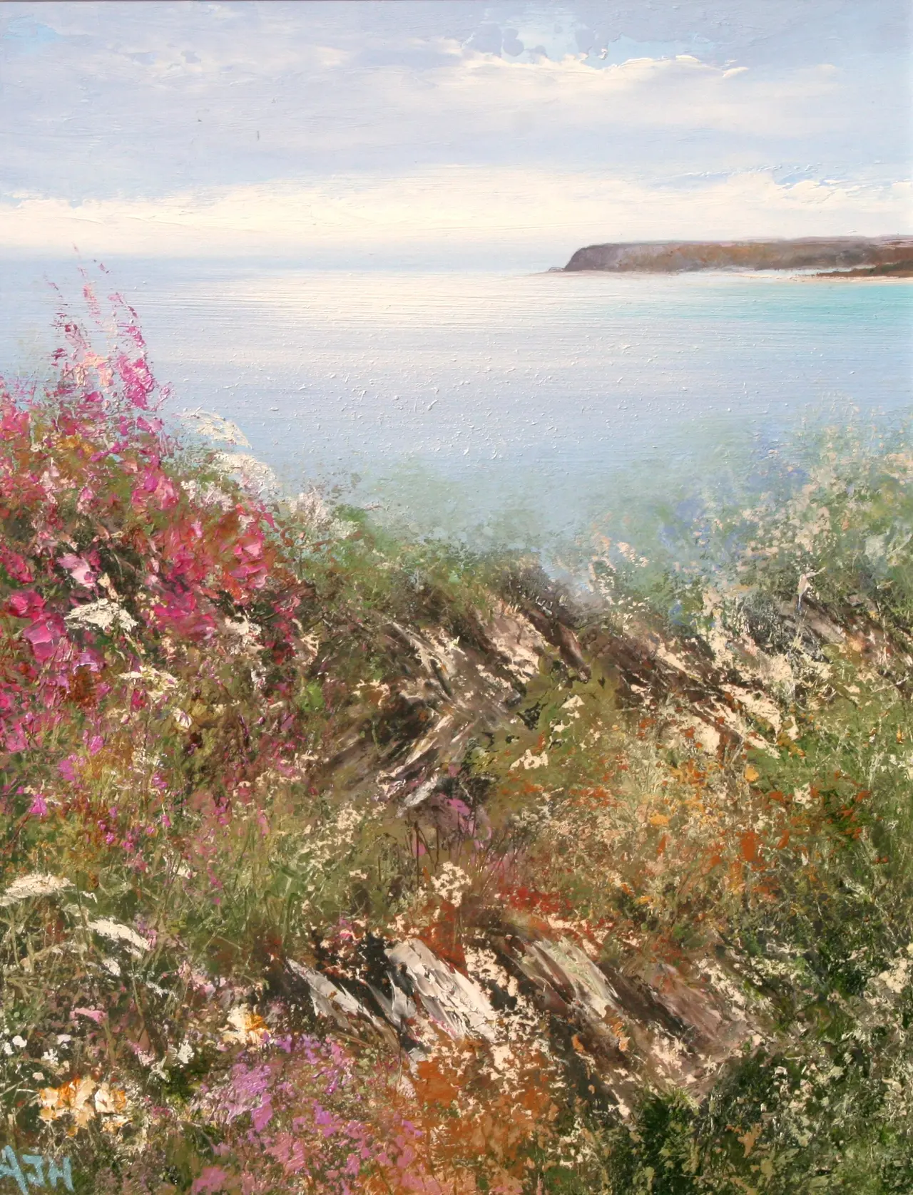 Amanda Hoskin - summer flowers watch over daymer bay, padstow