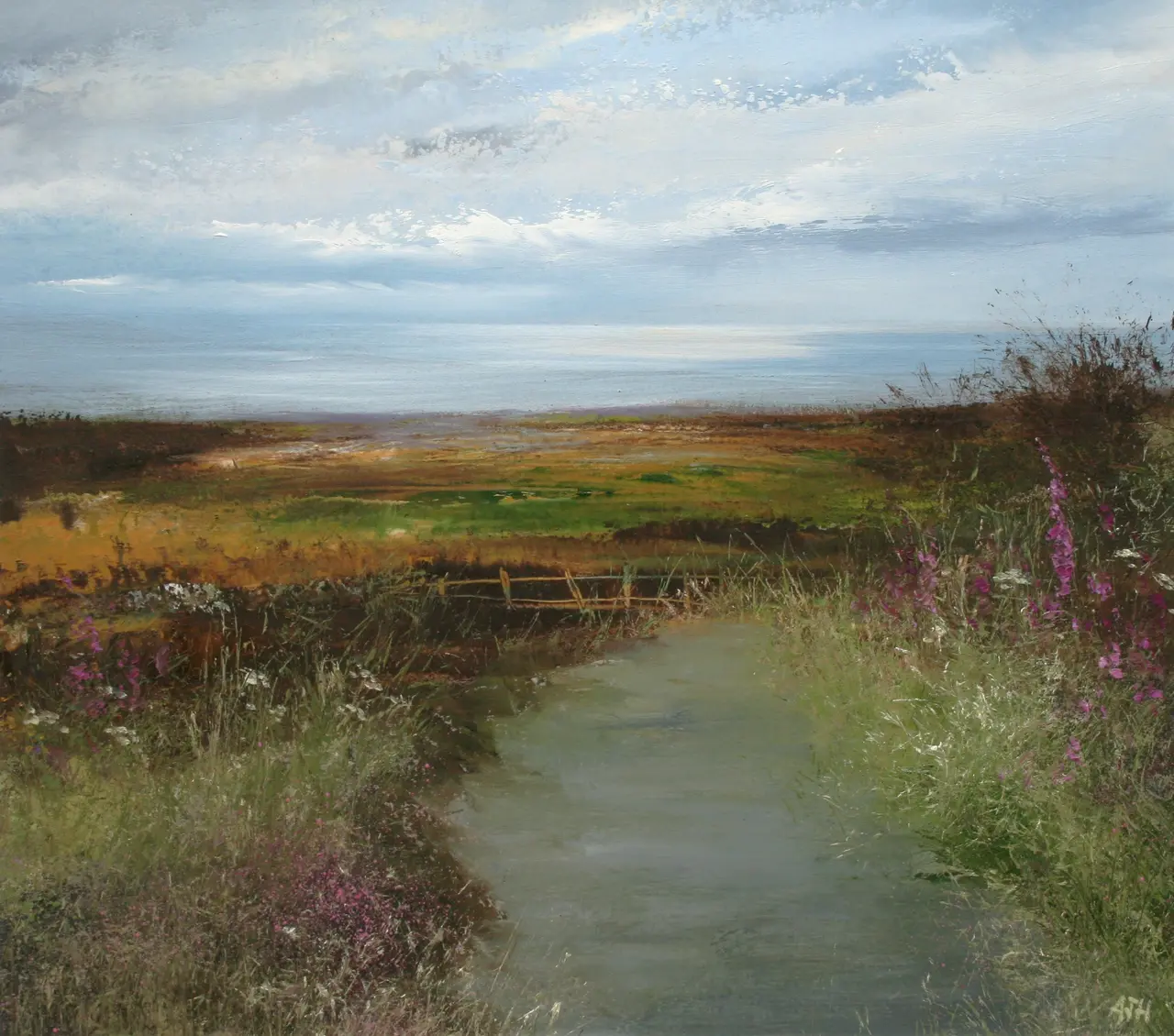 Amanda Hoskin - a cornish scene, foxgloves and silverlight