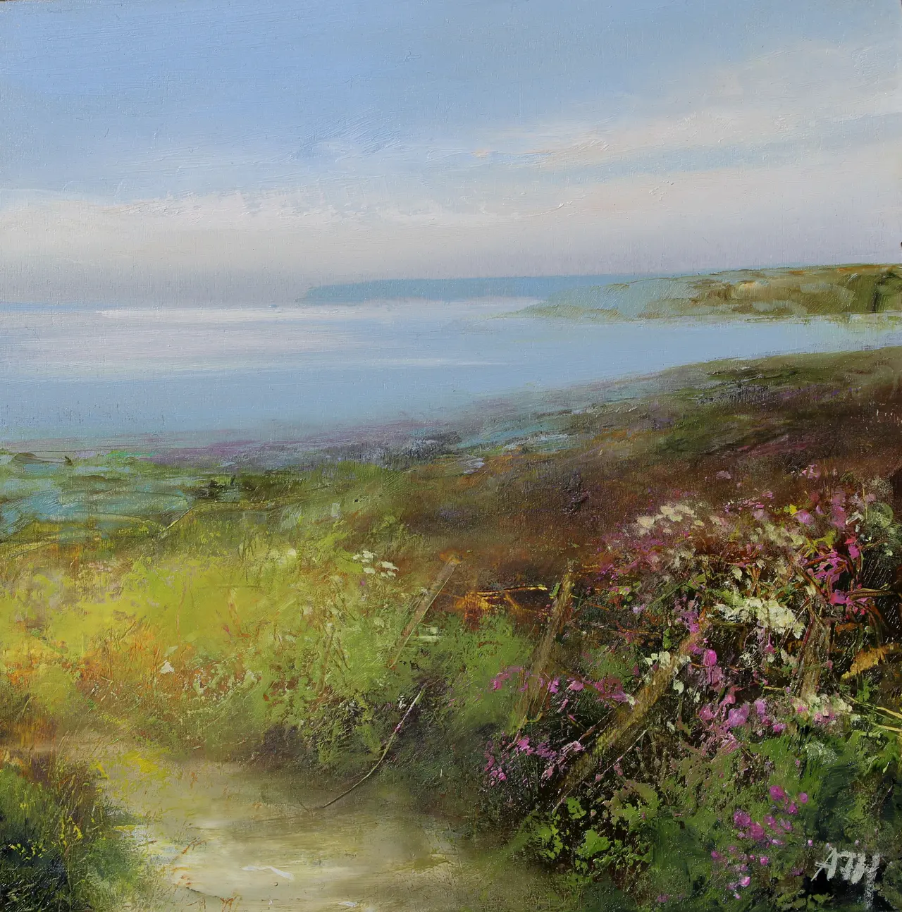 Amanda Hoskin - summer path across the fields to the dodman, cornwall