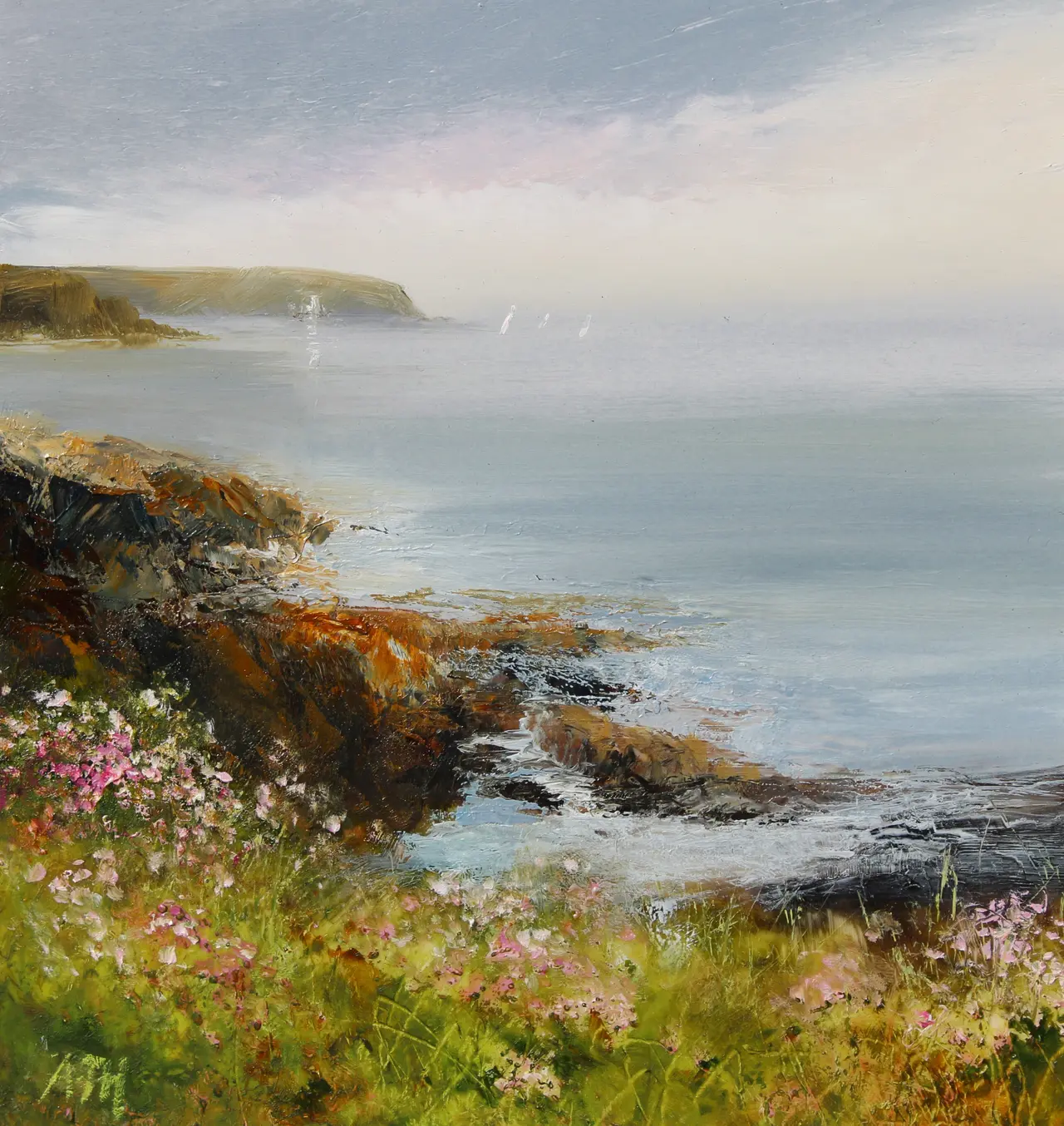 Amanda Hoskin - watching the sailing from the cliff tops, falmouth bay