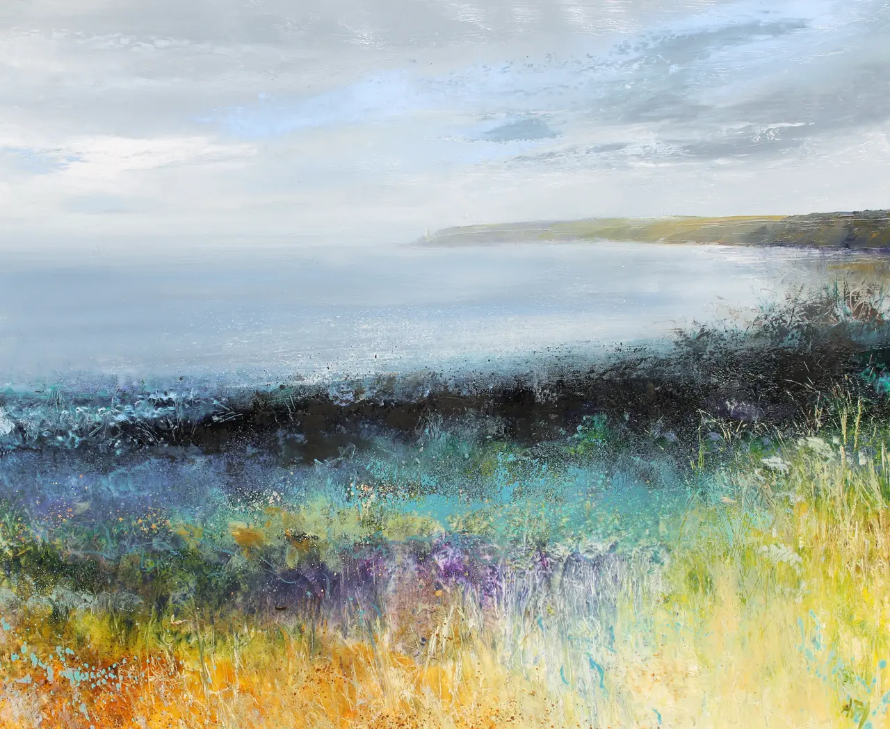 Amanda Hoskin - the abstract colours of bluebells and wild flowers, start bay