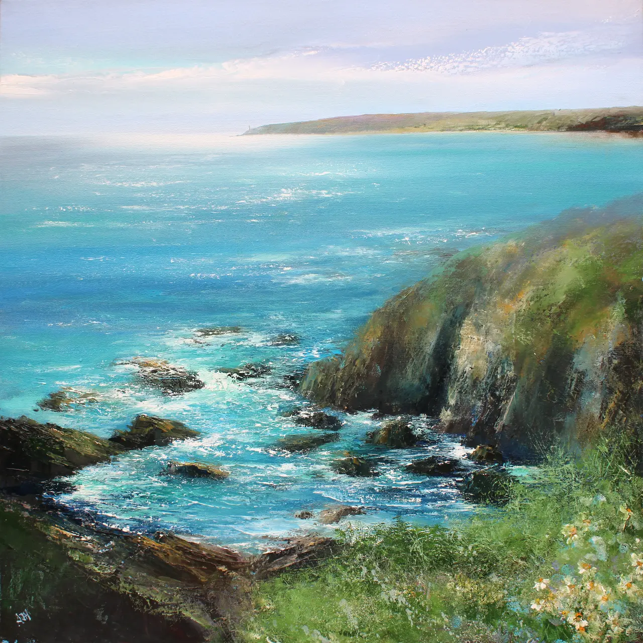 Amanda Hoskin - a view across the cliff tops to start point