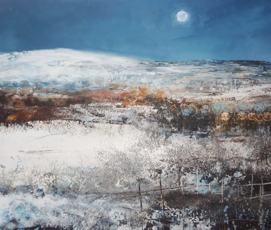 Amanda Hoskin - snow shimmers in the winter moonlight
