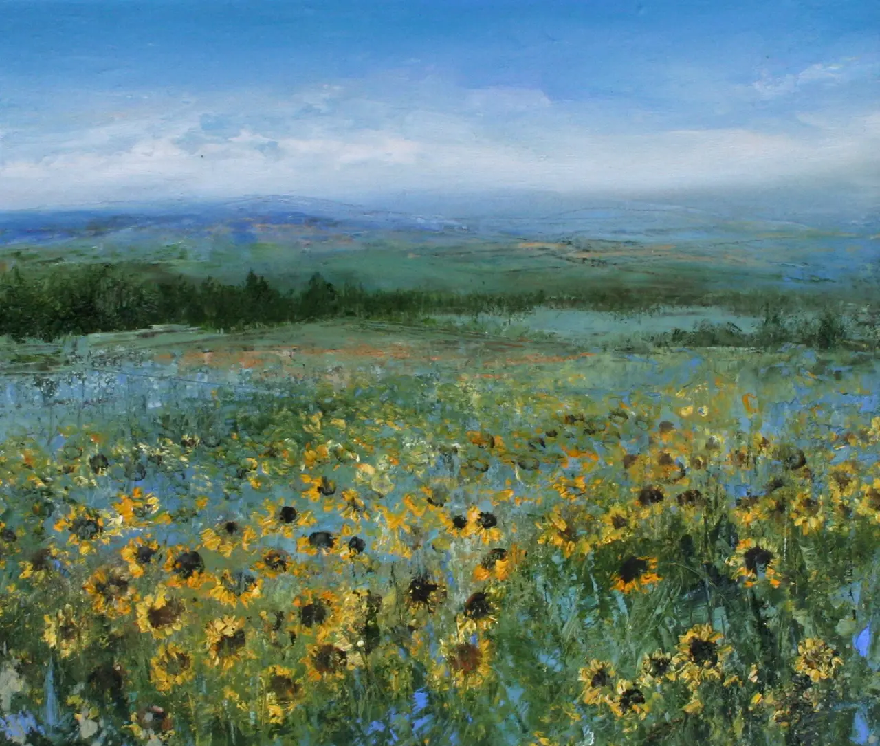 Amanda Hoskin - sunflowers in a tuscan landscape