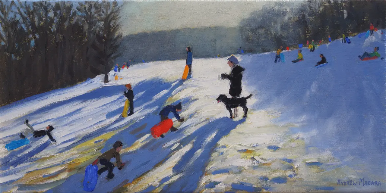 Andrew Macara - sledging down from the 2nd hole
