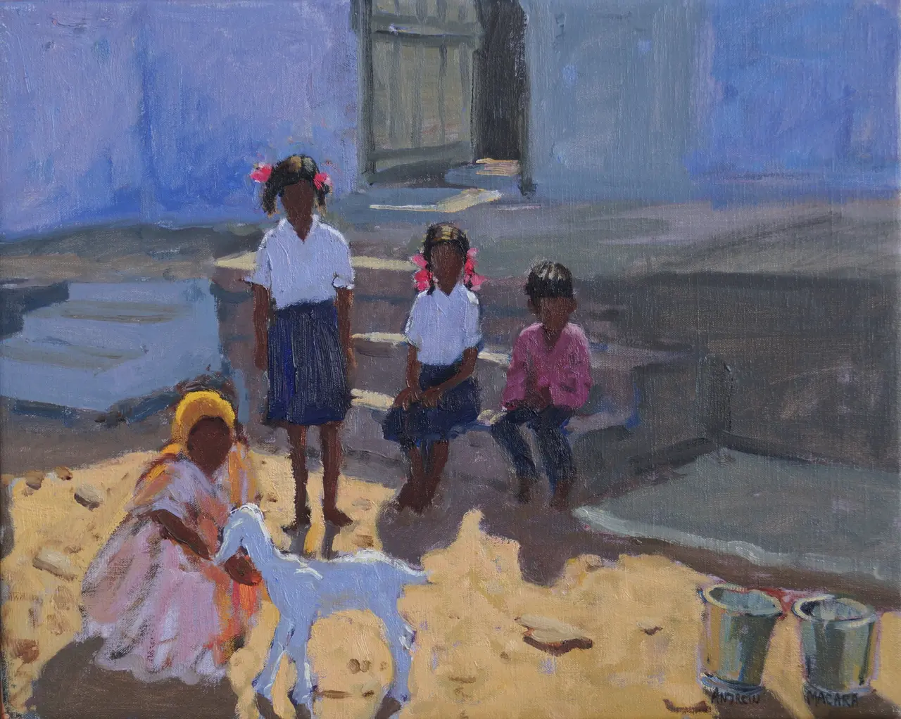 Andrew Macara - schoolgirls and their goat, india