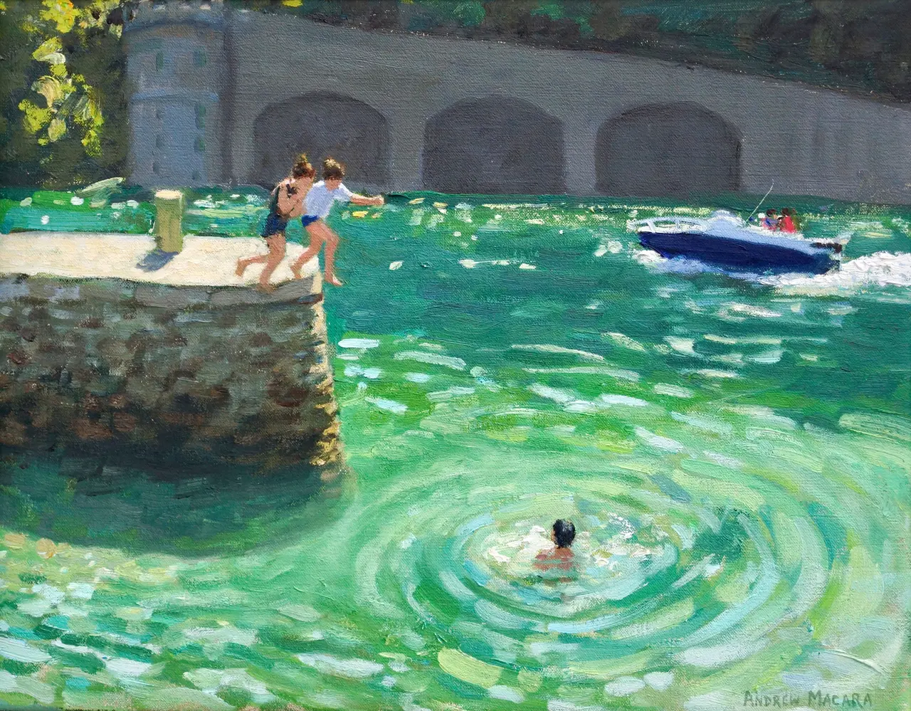 Andrew Macara - jumping off the harbour wall, looe