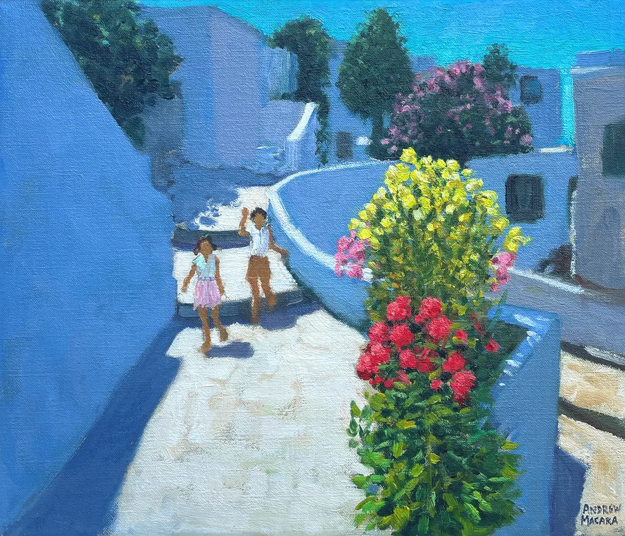 Andrew Macara - children and flowers, tinos, greece
