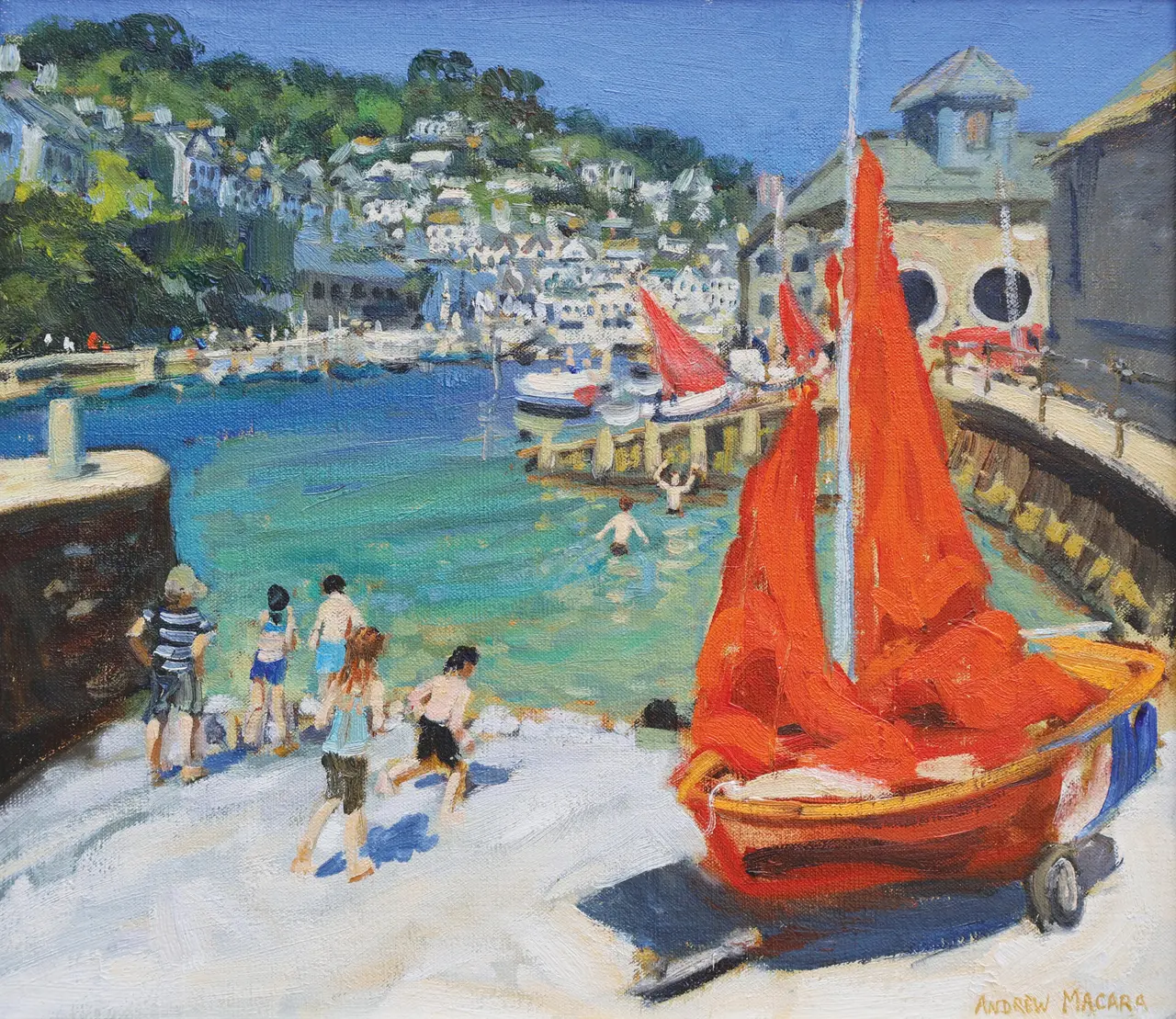 Andrew Macara - playing in the harbour, looe, cornwall