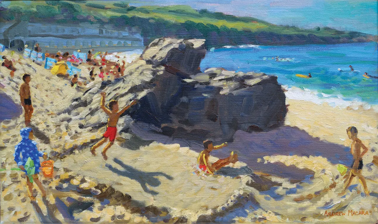Andrew Macara - children playing on porthmeor beach, st ives