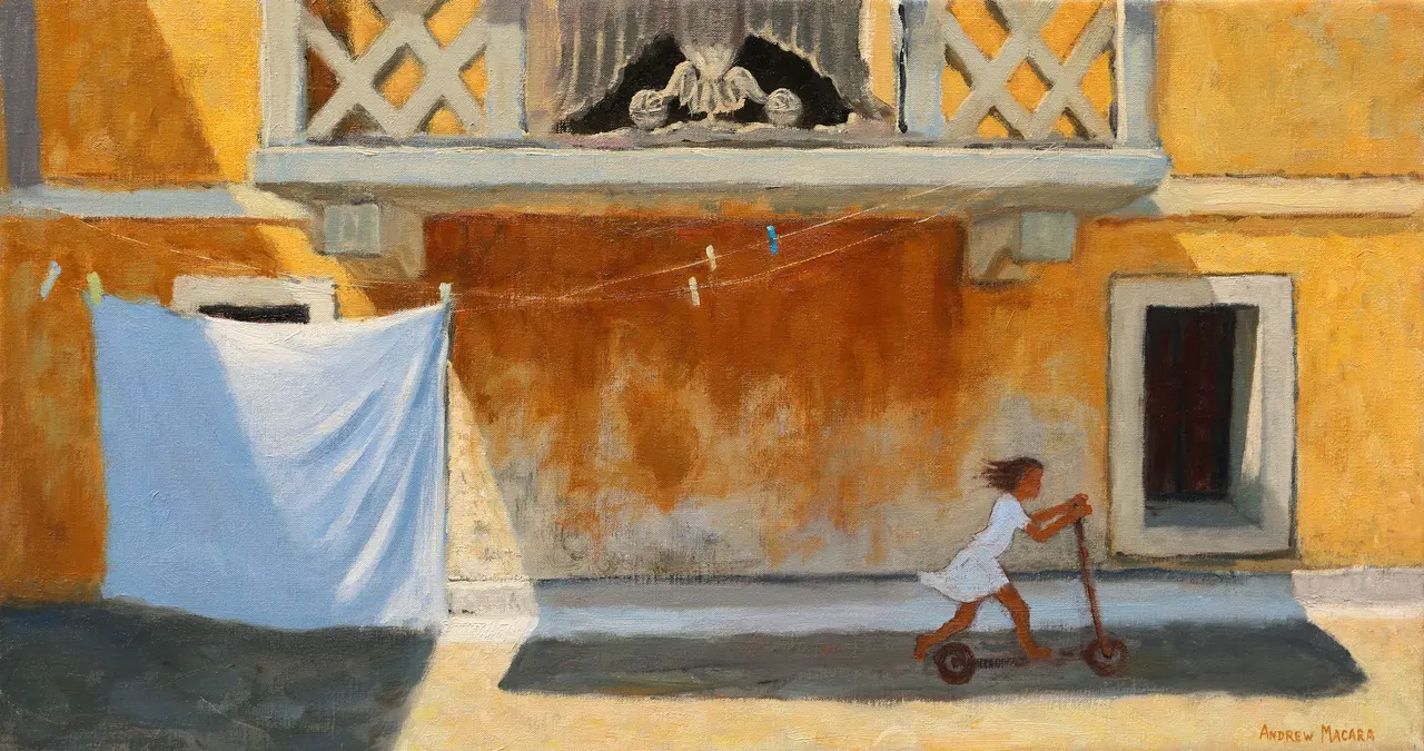 Andrew Macara - washing line and scooter girl, karpathos