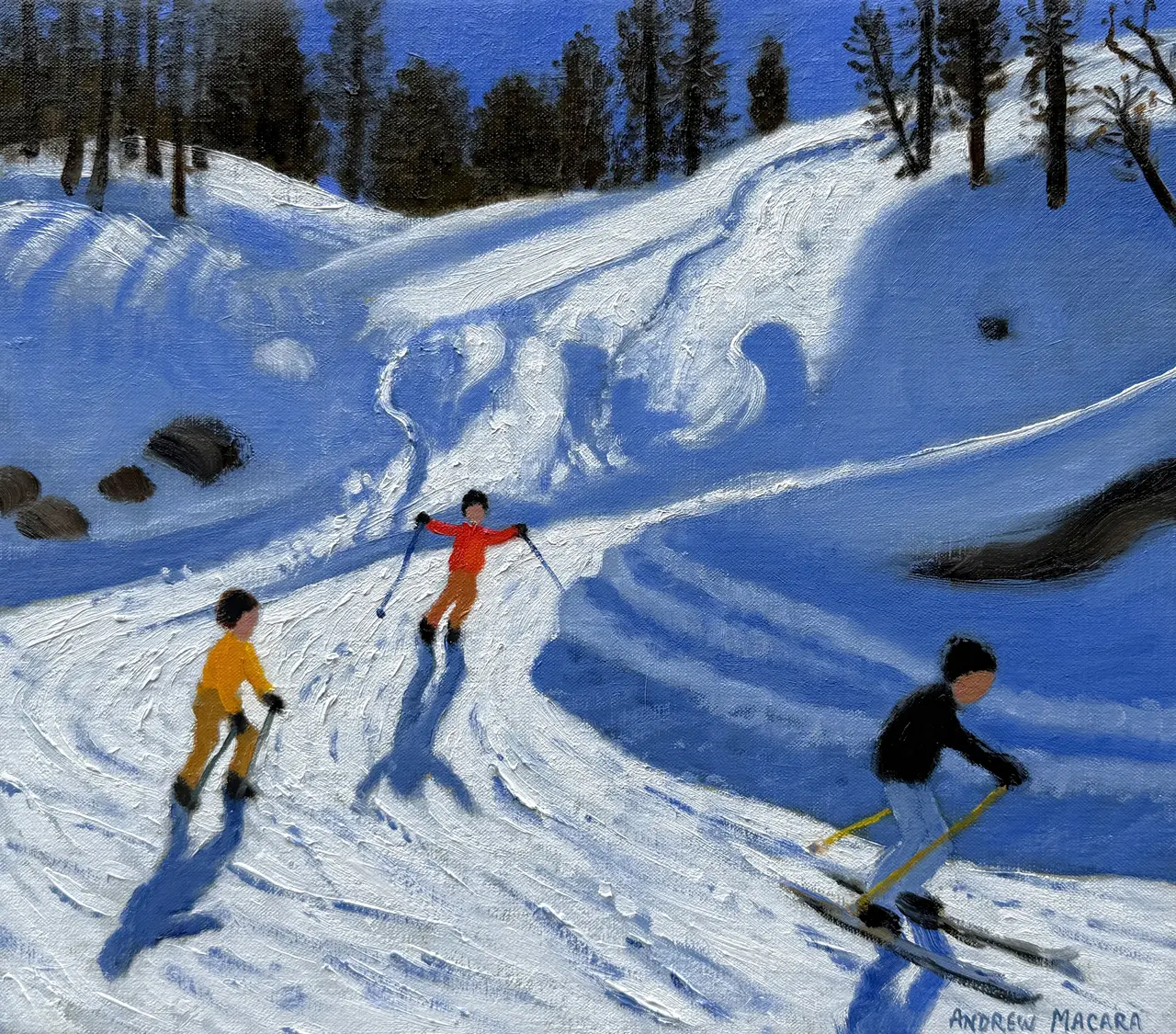 Andrew Macara - three young skiers, tignes, france