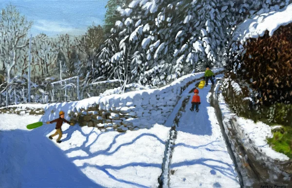 Andrew Macara - three sledgers, country lane, derbyshire