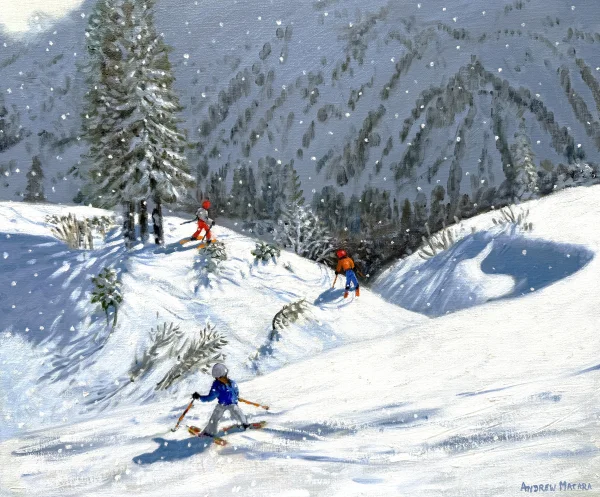Andrew Macara - three skiers, kitzbuhel, austria