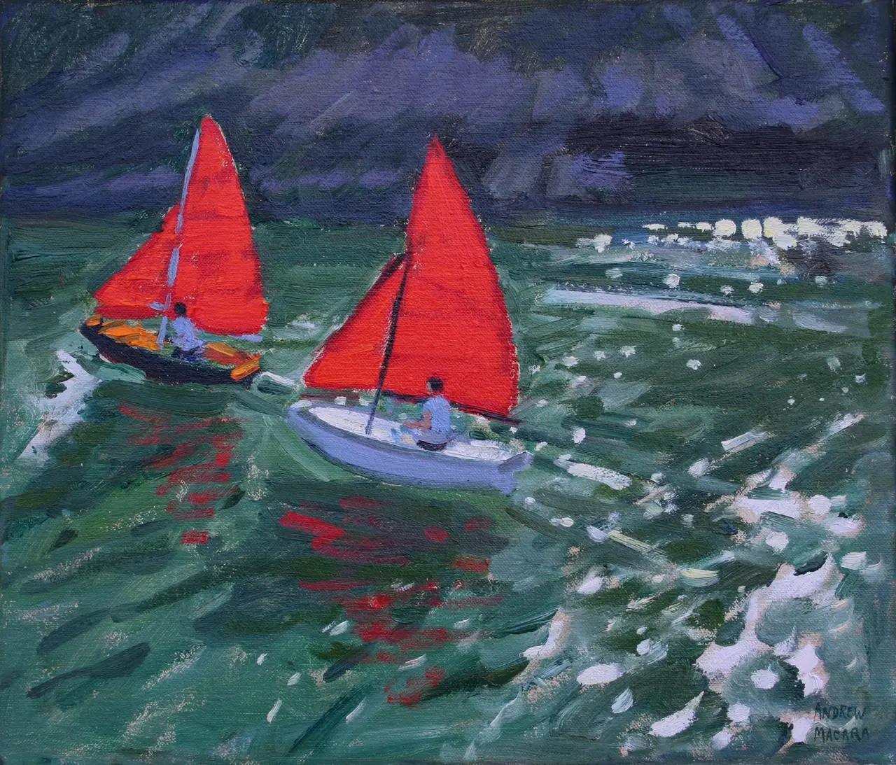 Andrew Macara - red sails, looe