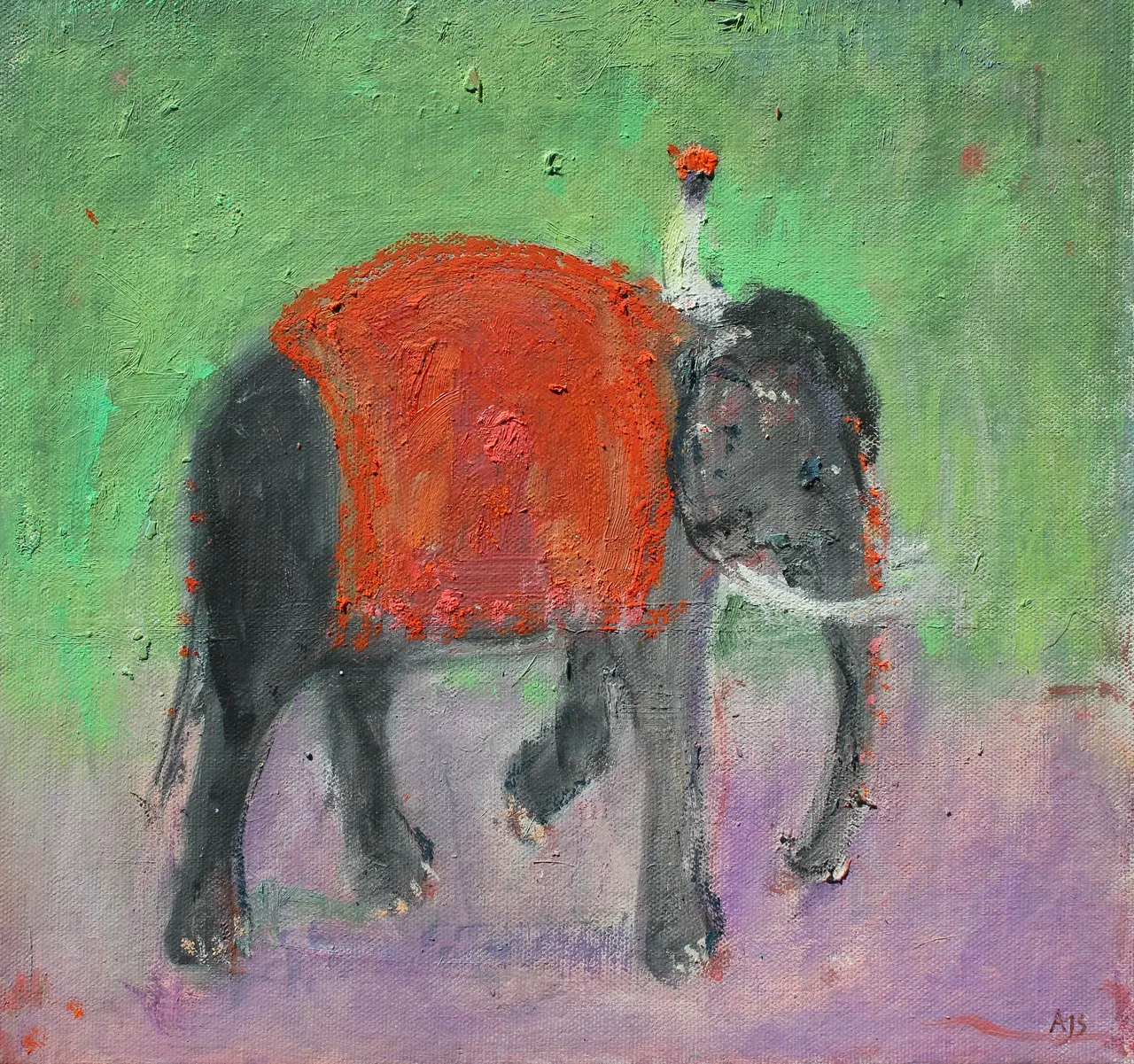 Ann Shrager - black elephant and mahout