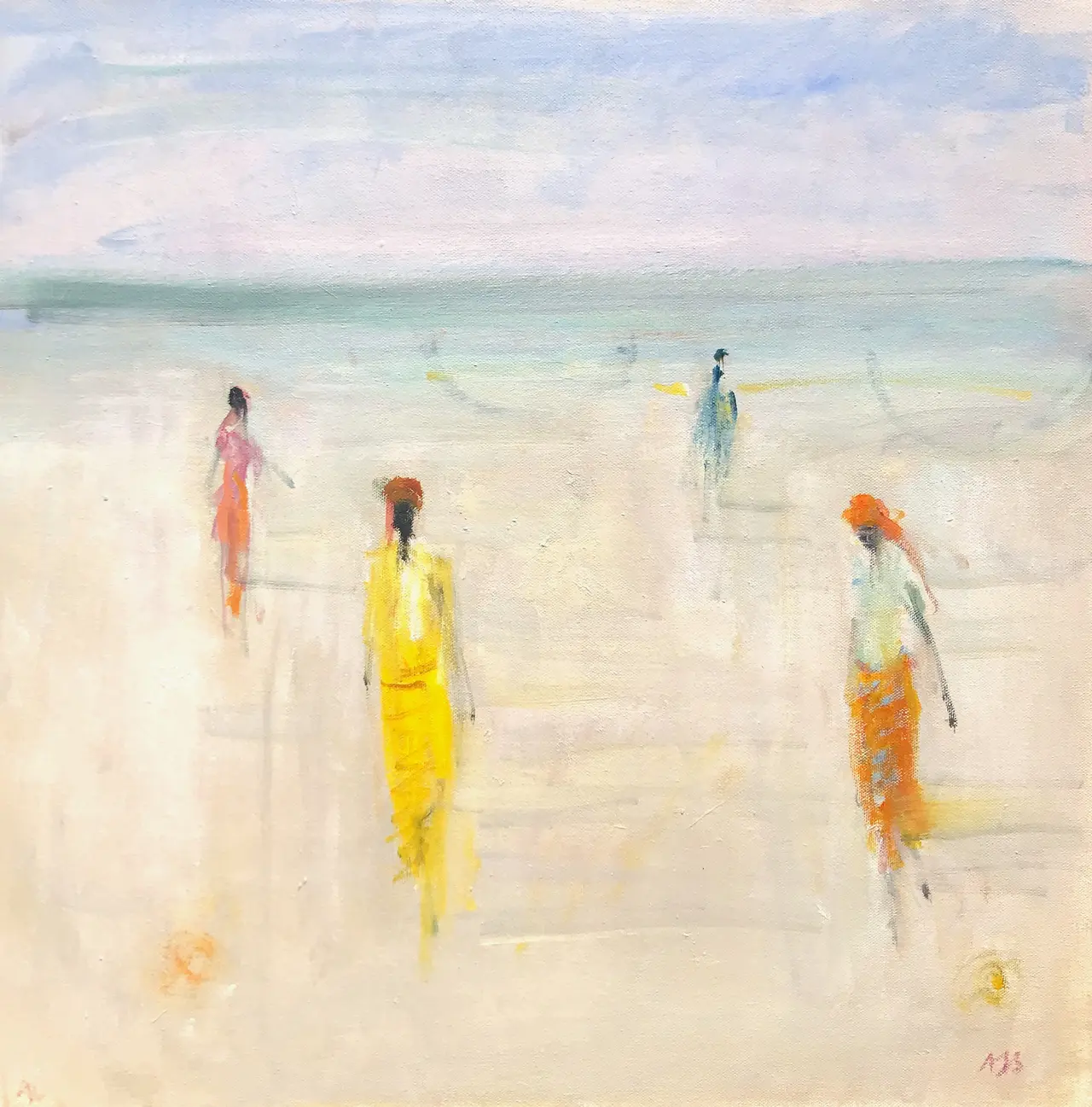 Ann Shrager - four figures on the beach