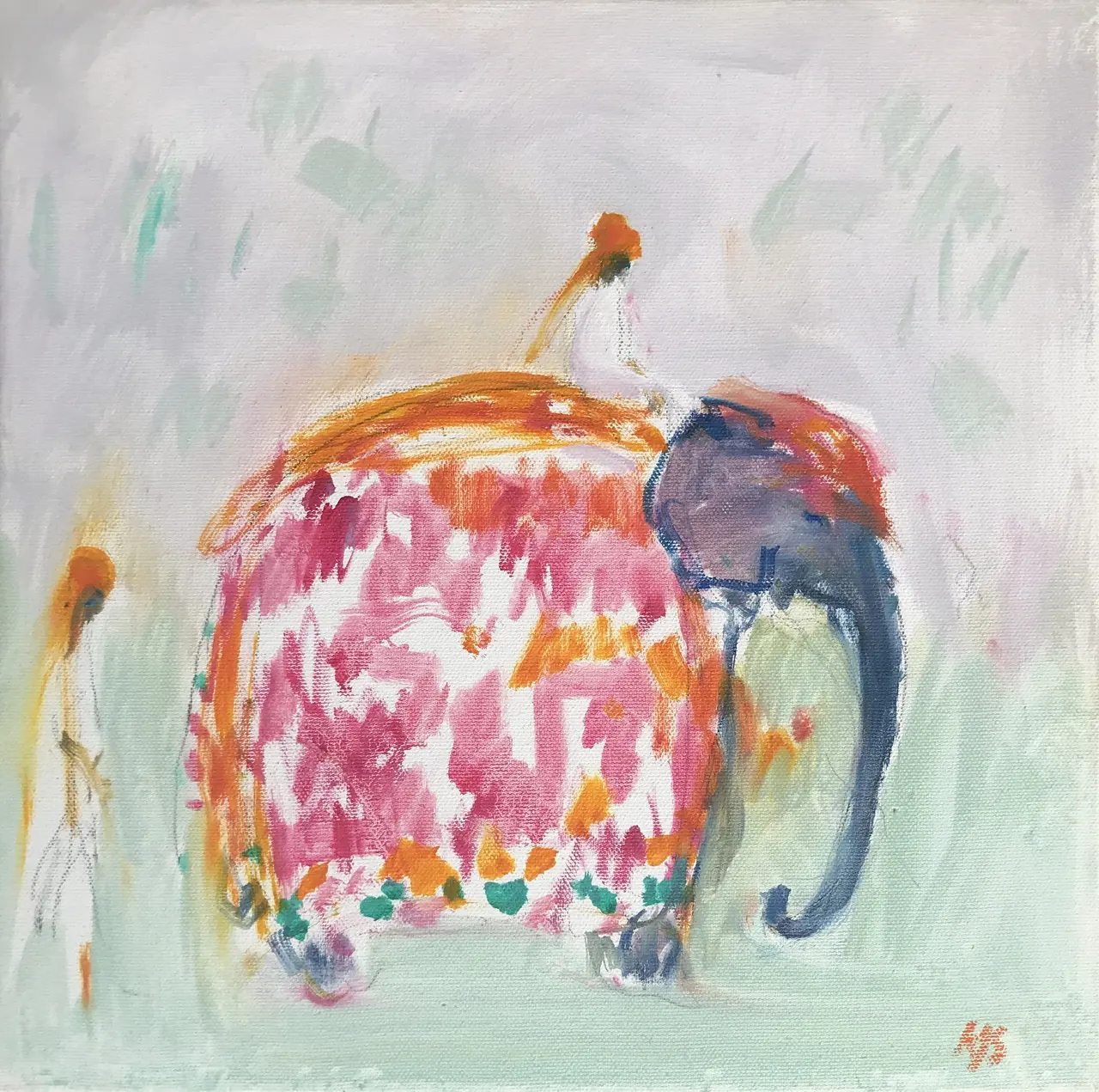 Ann Shrager - festival elephant (pink and orange)
