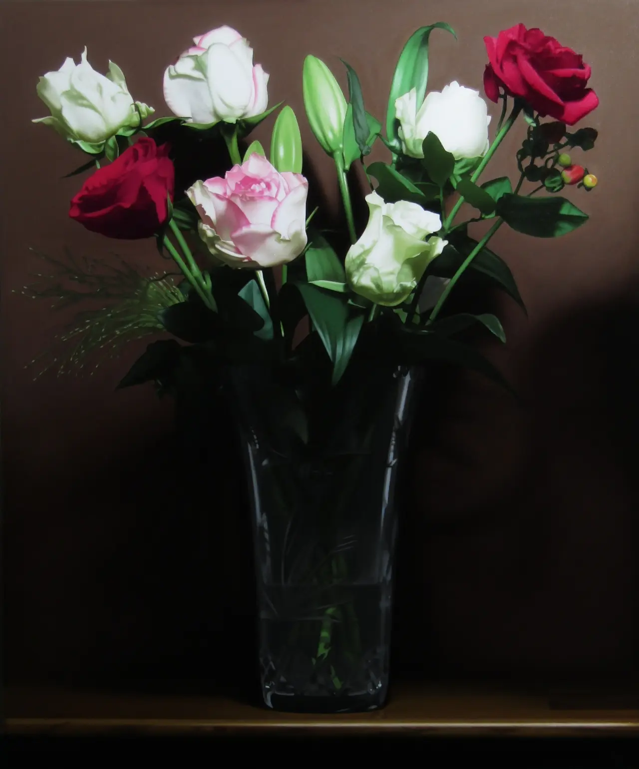 Anthony Ellis - still life with roses and lillies