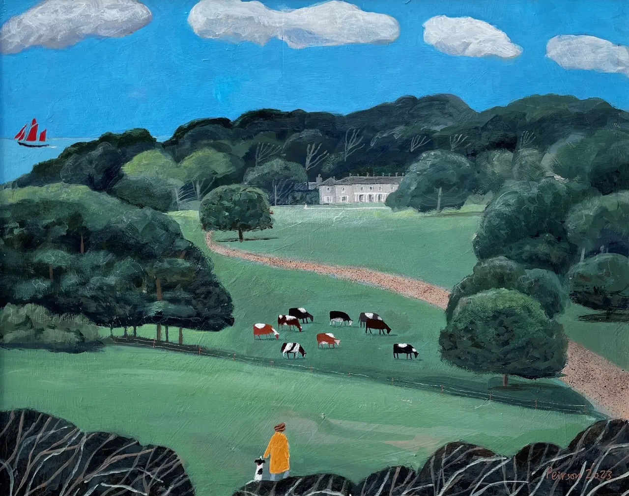 Barbara Peirson - cows grazing, sheringham hall