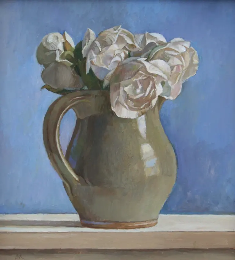 Barbara Richardson - paper roses against blue