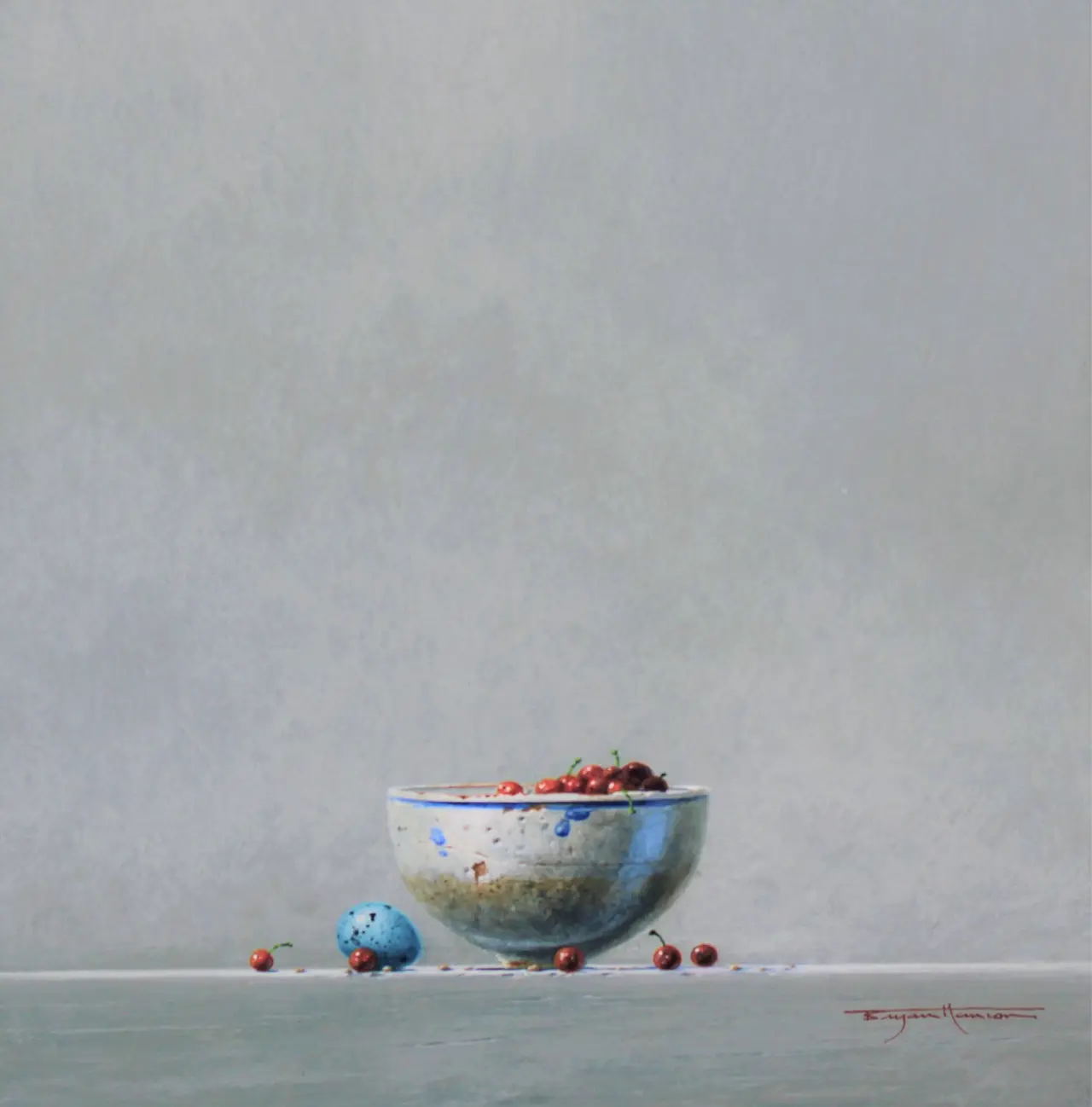 Bryan Hanlon - glazed bowl, berries and thrush egg