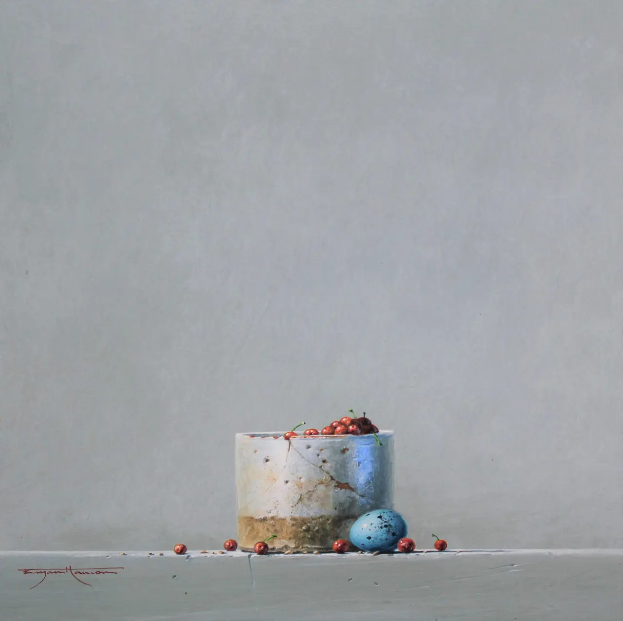 Bryan Hanlon - glazed pot, berries and thrush egg