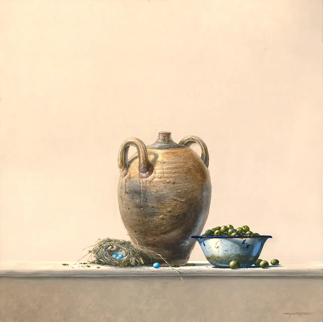 Bryan Hanlon - olive jar and dunnocks nest