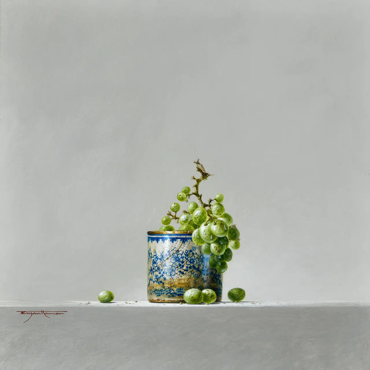 Bryan Hanlon - glazed chinese pot & green grapes